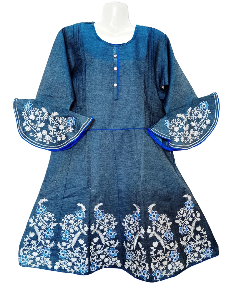 Denim Stylish Frock Embroidery Top 