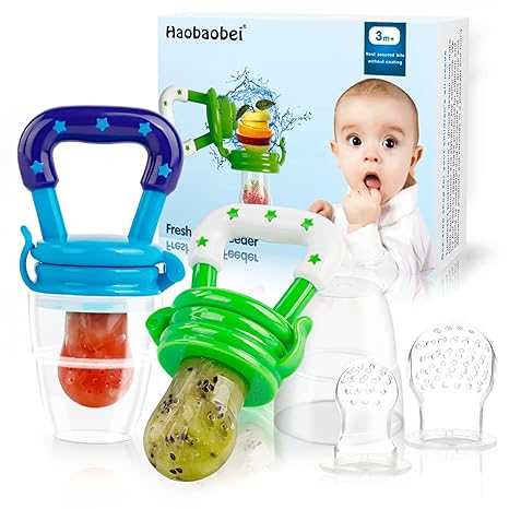 Baby Fruit Feeder/Food Feeder Pacifier for Babies  - HAOBAOBEI Mesh Teethers for Babies, Infant Teething Toy in Appetite Stimulating Colors
