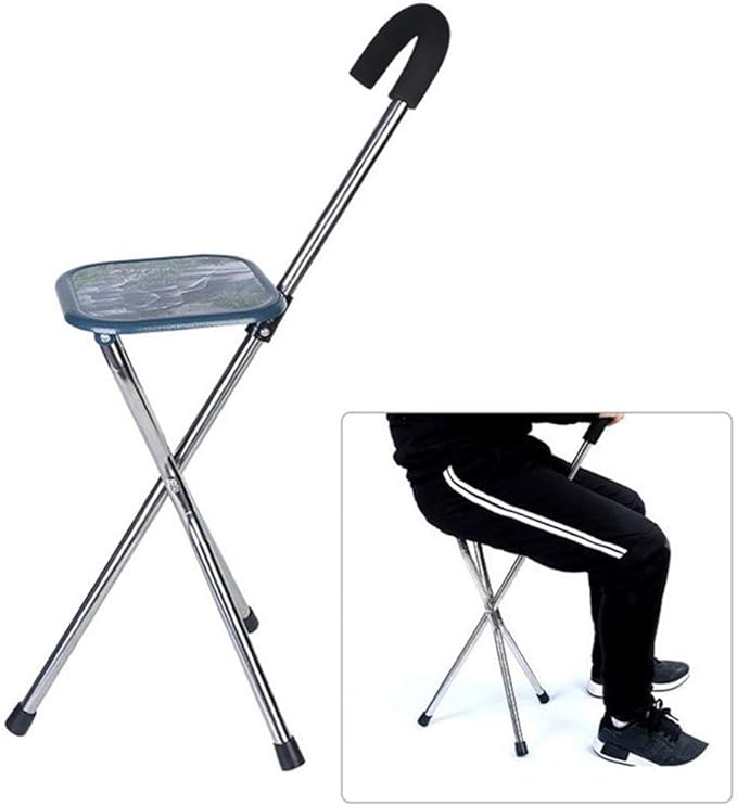 Tripod Folding Lightweight Cane Seat, Stainless Steel Portable