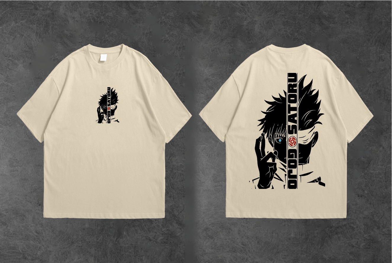 Gojo Satoru Printed Premium Anime Summer Cotton Half Sleeves O Neck T-Shirt For Men & Women