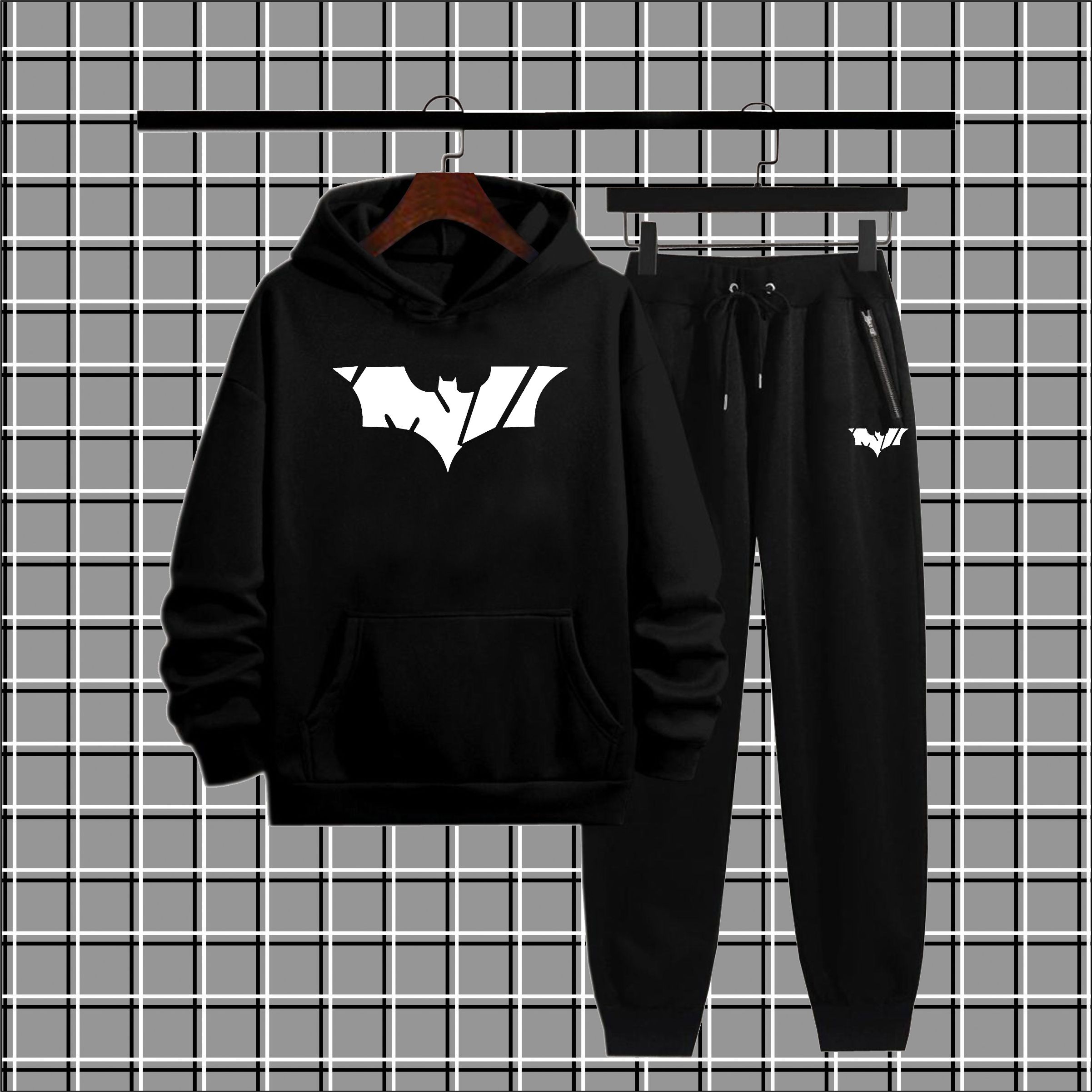 New trendy batman Printed Tracksuit For Mens & Boys - Soft & Comfortable Fleece Fabric Hoodies For Mens Kangaroo Hooded Sweatshirt & Trouser For Mens Printed Tracksuit