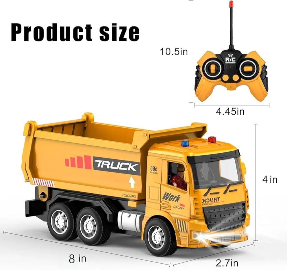 4 Channel Super RC Dumper Truck 1:20 Scale | Rechargeable Remote Control Construction Truck with Lights & Sound | Engineering Vehicle Truck