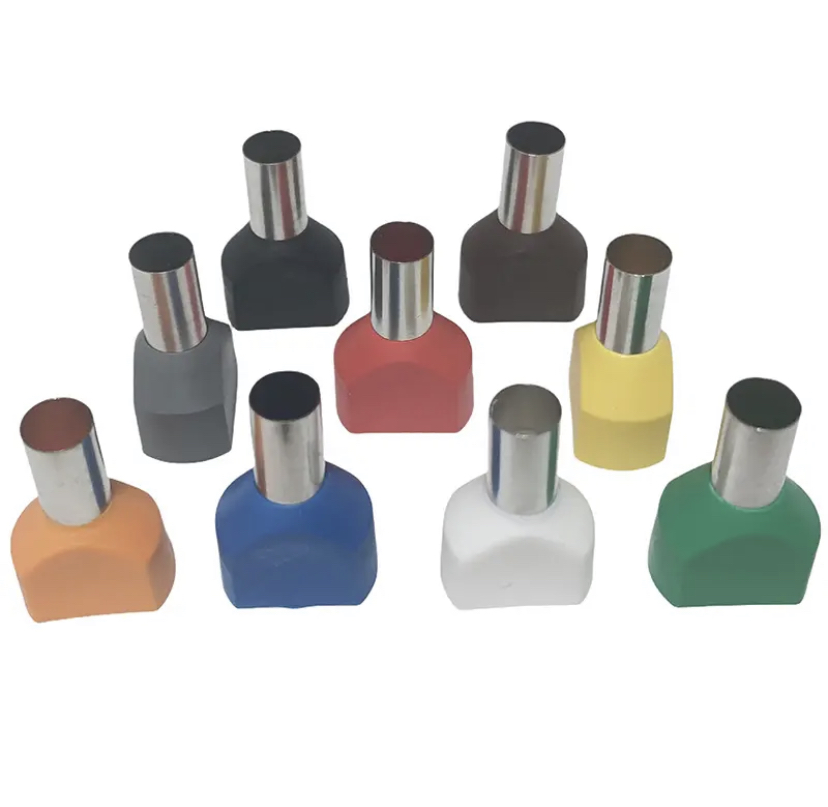 Insulated Twin Cord End Terminal Block Double Wire Ferrules Pure Copper Dual Pipe Cold Press Connector Use For 0.5-16mm2 Cable