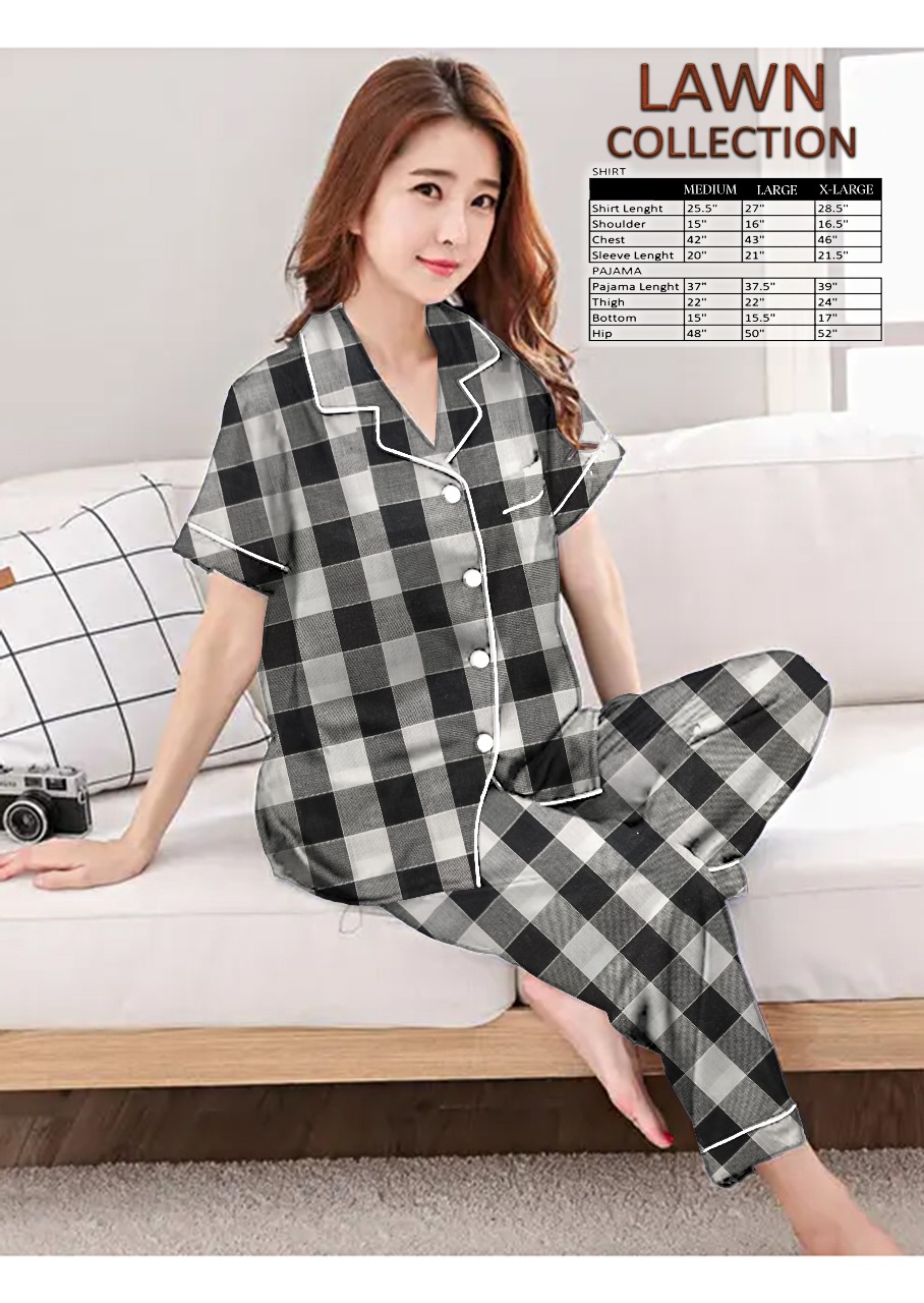 Best Comfortable Ladies Nightwear Shirt Pajamas Two Piece Dress in