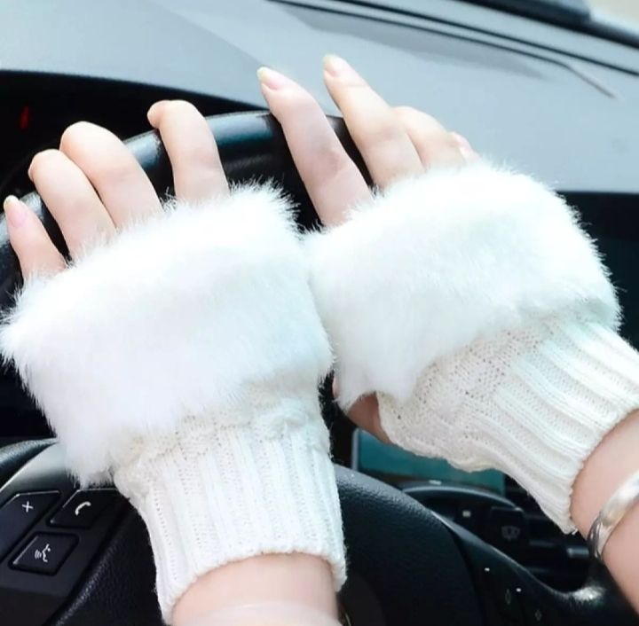 Wool Gloves Fancy Winter Women Girls wool Gloves Knitting wool gloves Keep Warm Short Mitten Fingerless Lady Girl Half Finger Gloves