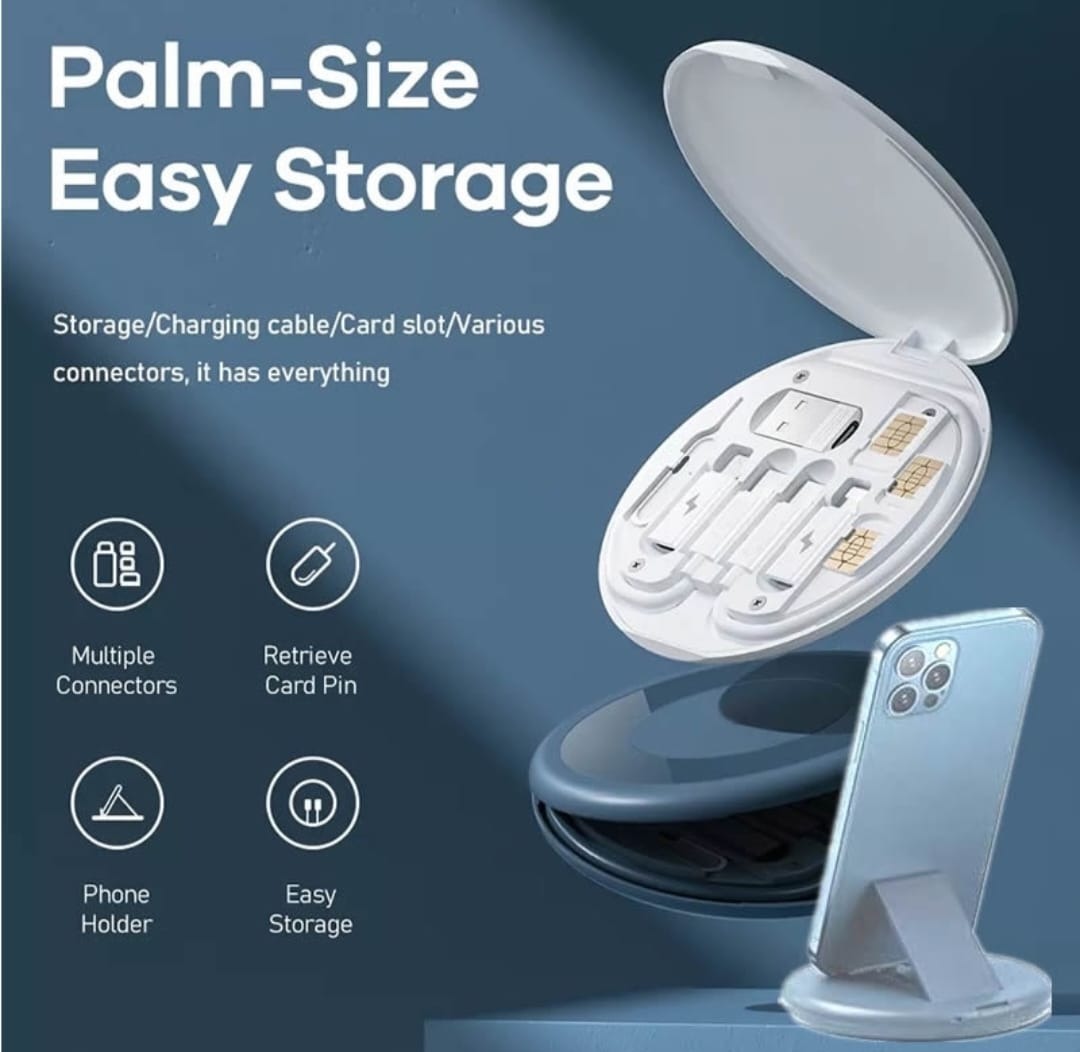 Mini Multi-Functional Fast Charging Data Cable Set for Android, Type C with Storage Box, Compact and Portable Travel Set