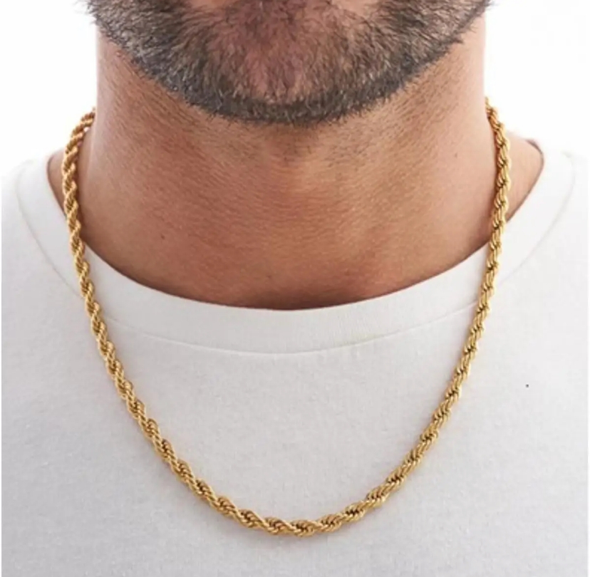 Gold Rope Chain - 4mm For Man & Boys/Girls