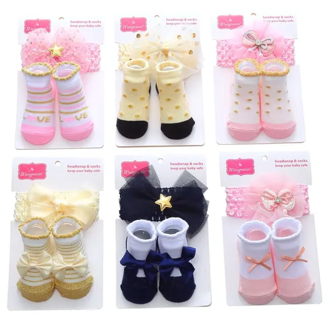 Newborn Infant Baby Girl Shoes +Headband Set First Walkers Soft Sole Bowknot Cute Shoe Toddler Walking