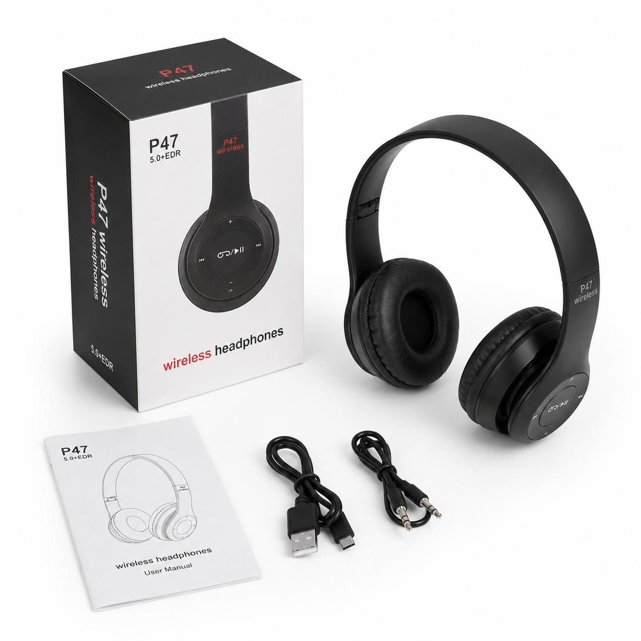P47 Stereo Gaming Headphones with Microphone - 7.1 Surround Sound Over-Ear Headset for PUBG FreeFire Mobile, PC, PS4 & Xbox - Noise Cancelling Adjustable Mic with Soft Protein Earpads - 3.5mm Aux & USB Connector