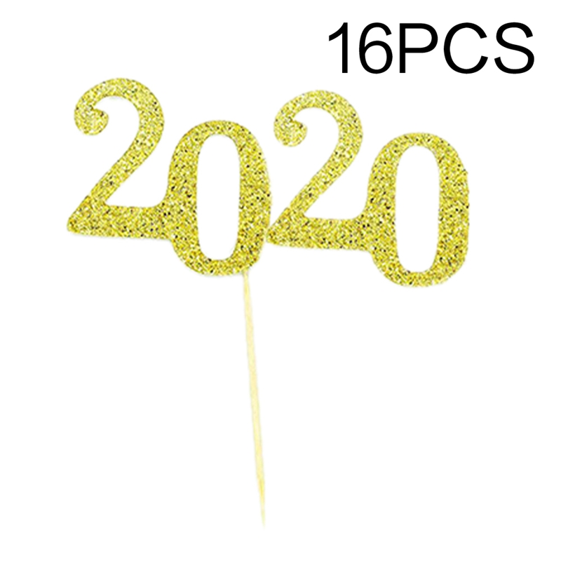 48pcs 2020 Graduation Theme Cake Toppers Glitter Paper Picks