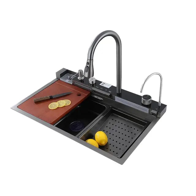 Kitchen Sink Bowl Piano Buttons Multifunction Waterfall Stainless Steel Kitchen Sink Bowl Piano Buttons Multifunction Waterfall Stainless Steel