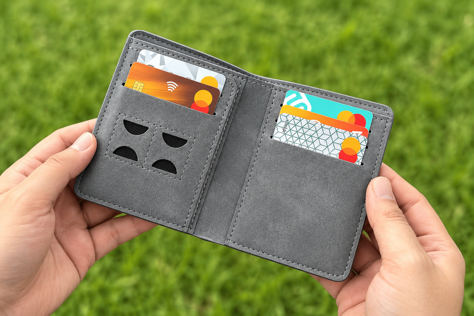 Premium Grain-Textured PU Leather Ultra-Slim Bifold with Quick-Access Card Slots Wallet for Men - Compact Gentleman Purse