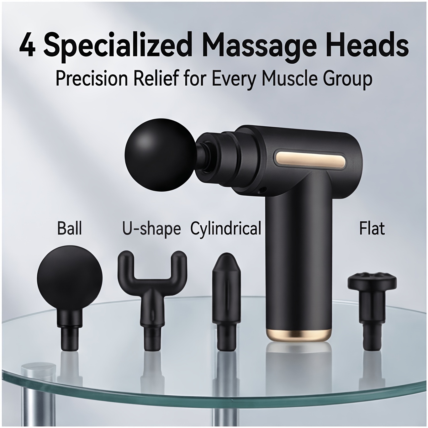 4in1 Massage Gun, Small Travel Tool, Massage Gun Deep Tissue,Percussion Handheld Portable Muscle Massager Tool for Full Body Pain Relief, Ideal Gifts for Men, Women(Black)