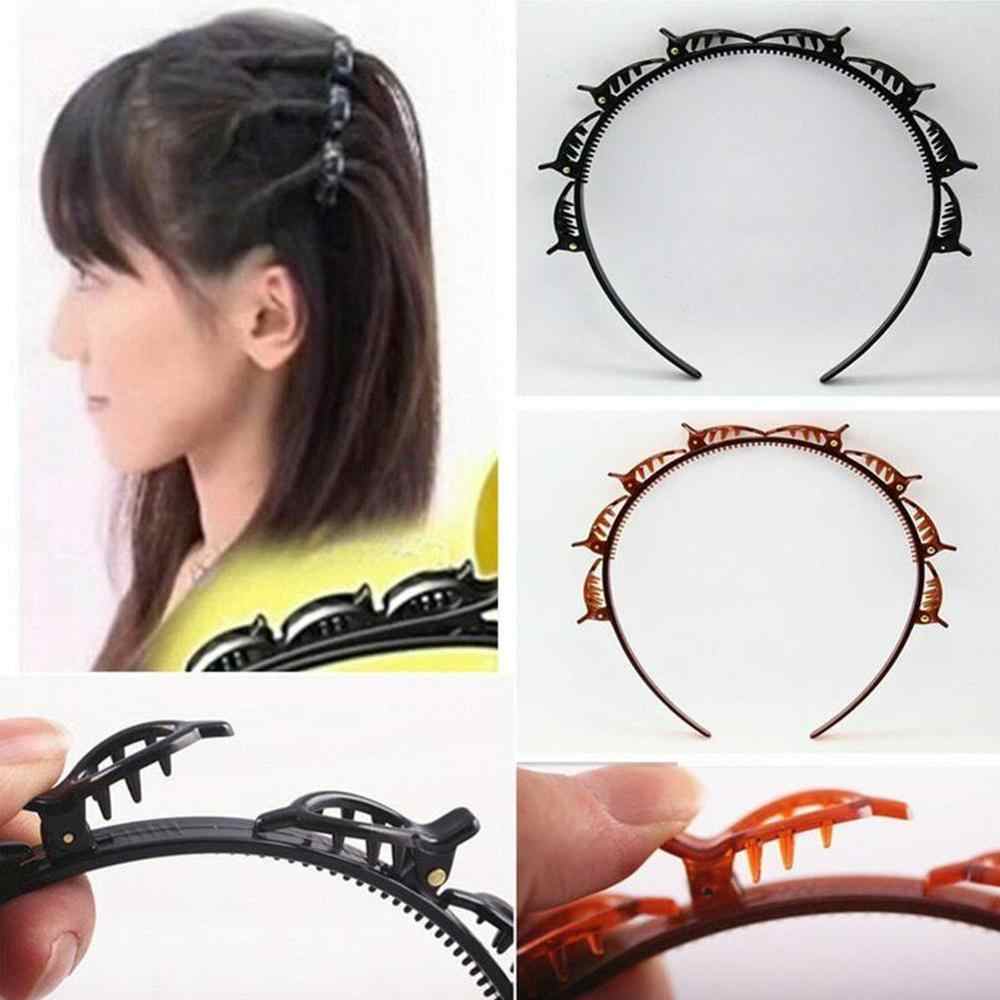 Double Bangs Hairstyle Hairpin Headband for Women Lady Hollow Braid Woven Bangs Clip HairBand Wedding Bride Hair accessories twister hair band clip