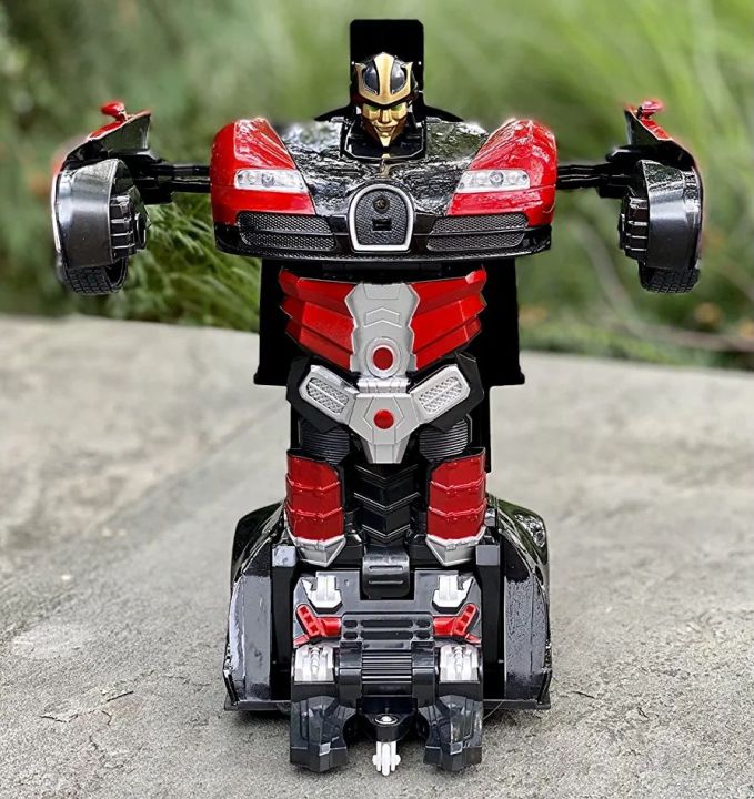 2-in-1 Robot & Car Toy – Hand Controlled RC Stunt Car with Lights & Music
