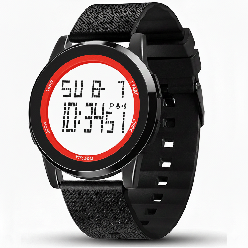 Digital Sports Watch for Men & Boys - Waterproof Silicone Strap Watch - Led Backlight Military Style Wrist Watch - Chronograph Alarm Calendar Watches for Men