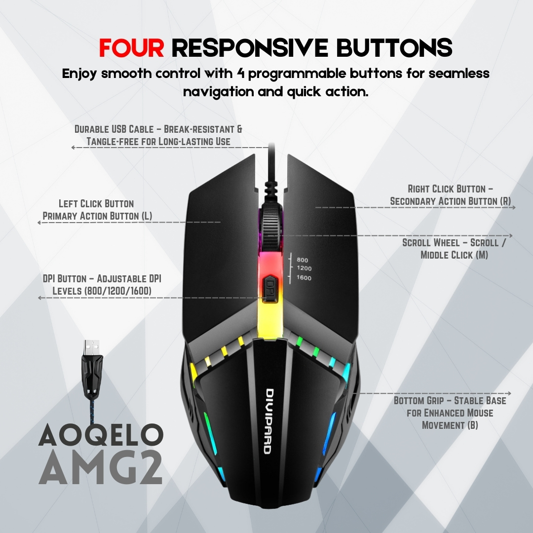 RGB Gaming Mouse USB Wired 3200 DPI Optical Sensor | Ergonomic 7 Button Gaming Mouse with Side Buttons & Double Click Key | 7-Color Breathing LED Backlit Braided Cable Computer Mouse for PC Laptop Desktop Gaming Office – Unique Mall