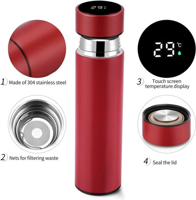 500ML Smart Thermos Water Bottle Led Digital Temperature Display Stainless Steel