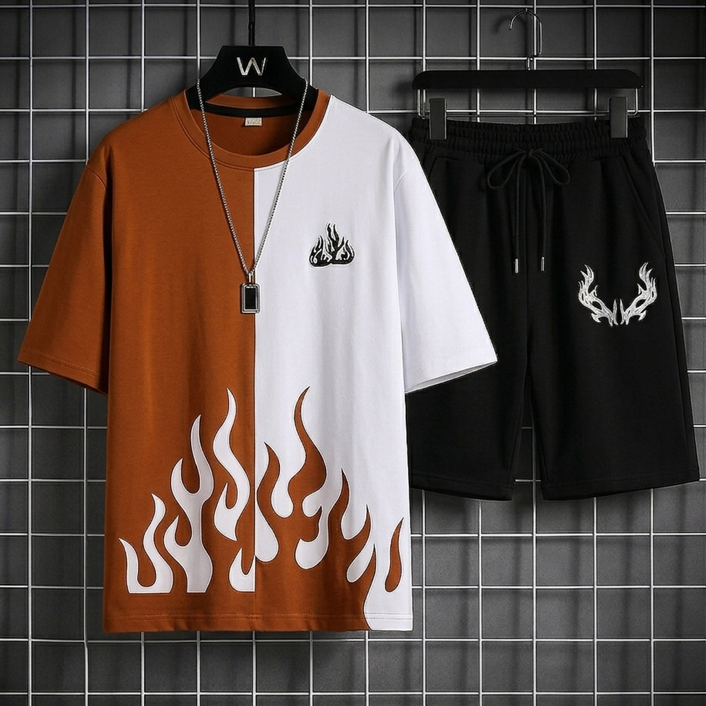 New trendy fired printed summer tracksuit for men and boys