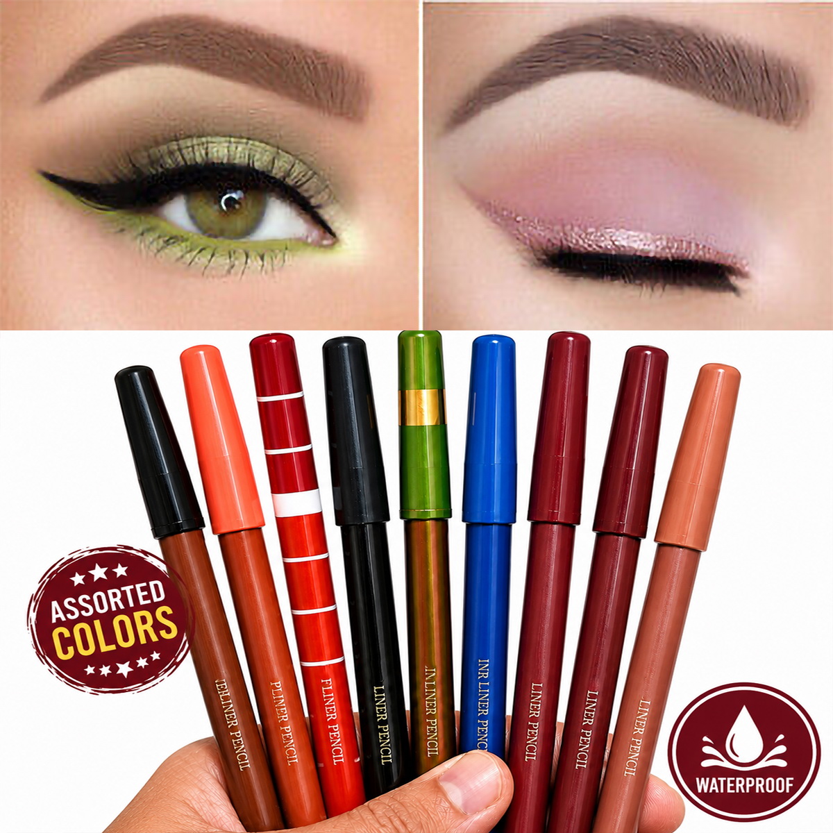 Pack of 6/12 - Lip and Eye Liner Pencils - Multicolor - 6/12 PCS Colored Eyeliners Pen Set, Eye Liners Kit for Women, Eye Shadow Pencil, Lip Liner, Professional Eye Makeup