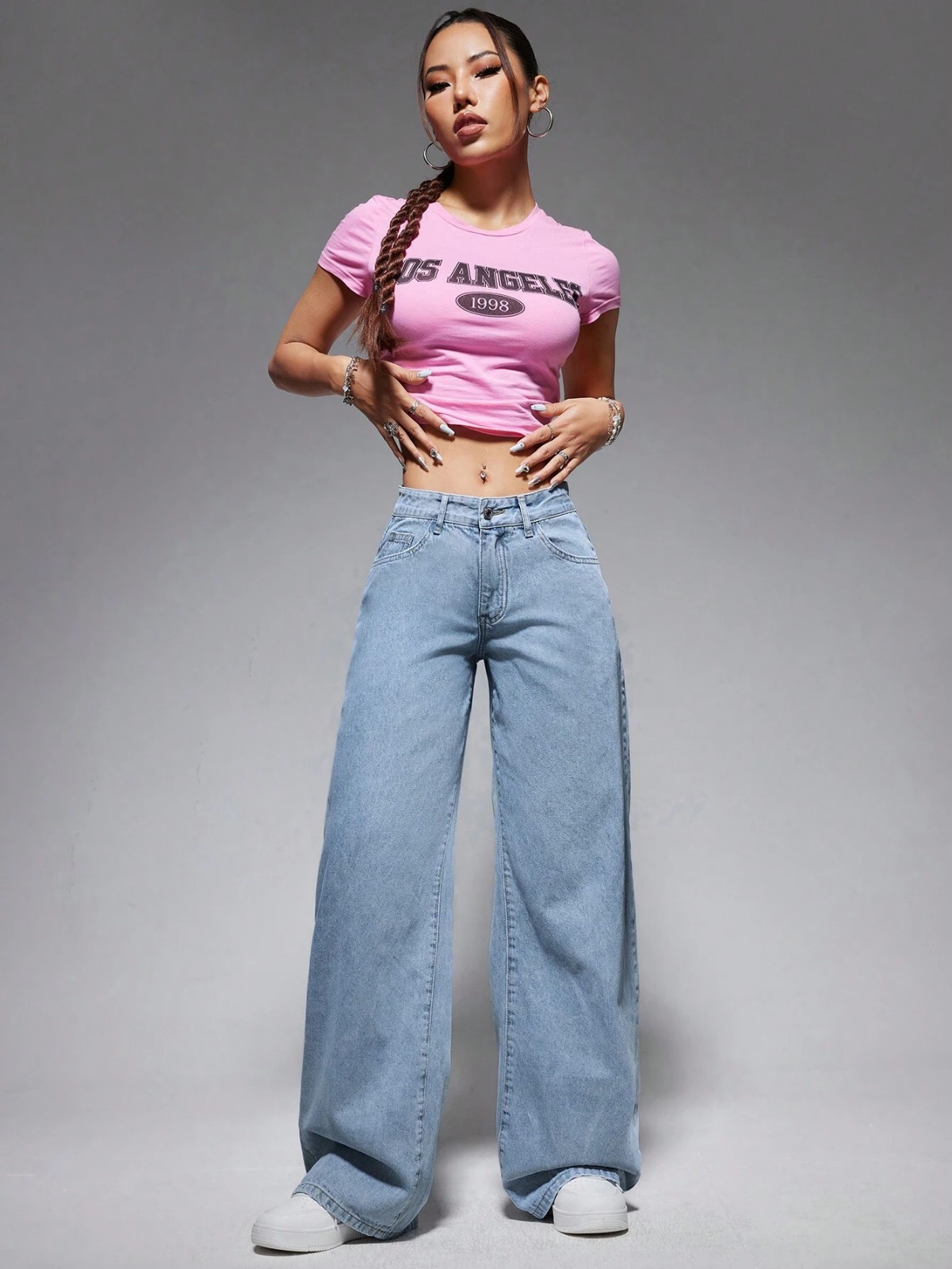 Wide Leg baggy Bell Bottom Denim Jeans for Women Select Waist Size Only