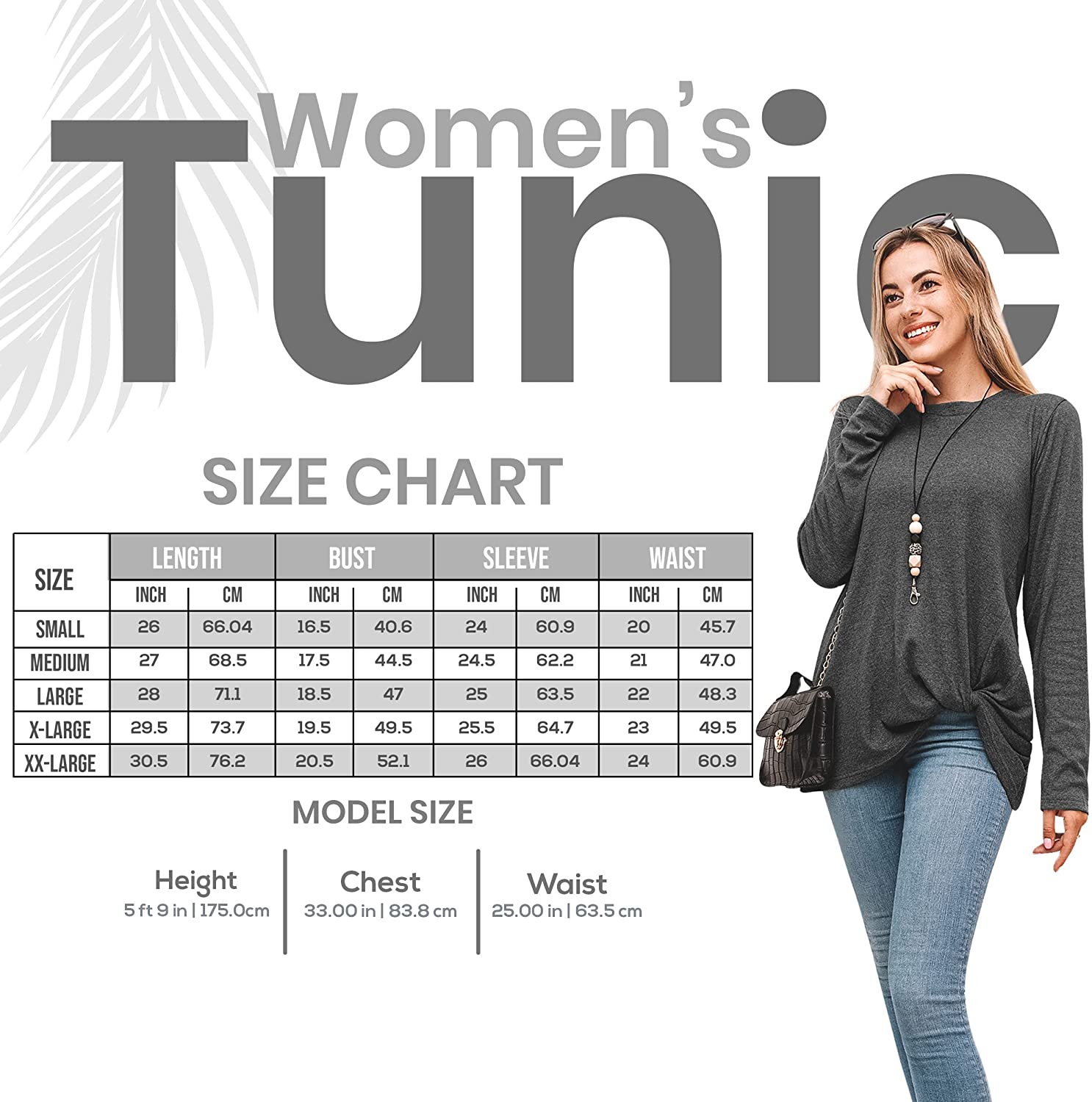 Fast Forward Women’s Tunic Blouse Twist Knot, Long Sleeves T Shirt, Loose Fitting Pullover Tops