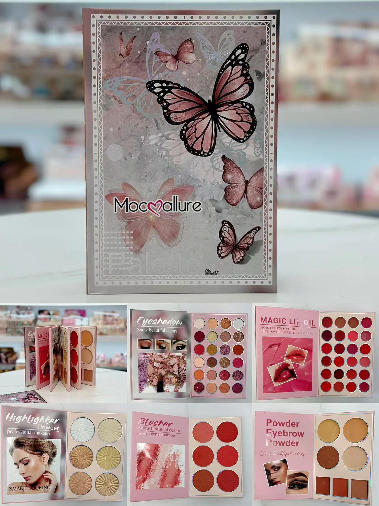 Mocullare 5 In 1 Makeup Book Palette With Eyeshadow palette, Blusher palette ,Highlighter palette , Lipstick palette And Concealer Mocullare 5 in1 Makeup Glamour Palette Ultimate Book All in One Blush Palette, Eye shadow Palette, Contour & Highlighter Set