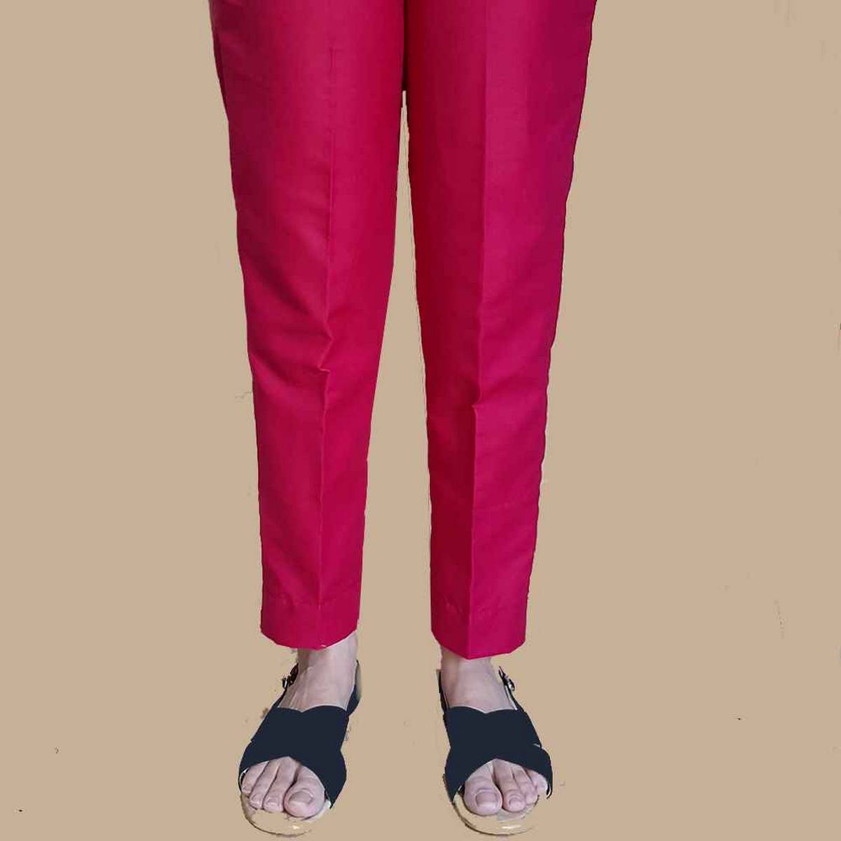 Zardi - Plain Trouser Pant - Cotton - Pink - Zt116