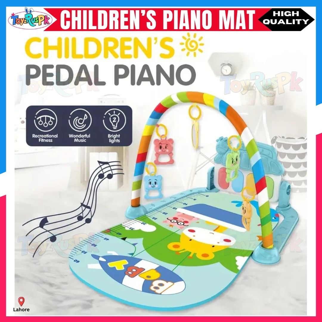 Baby Piano Play Gym Mat with Musical Keyboard & Lights  Infant Kick and Play Activity Mat for Newborn Toddlers  Early Learning Educational Crawling Playmat with Hanging Toys & Mirror  Motor Skills Development Baby Play Mat Age 0-3 Years  ToyzRusPk