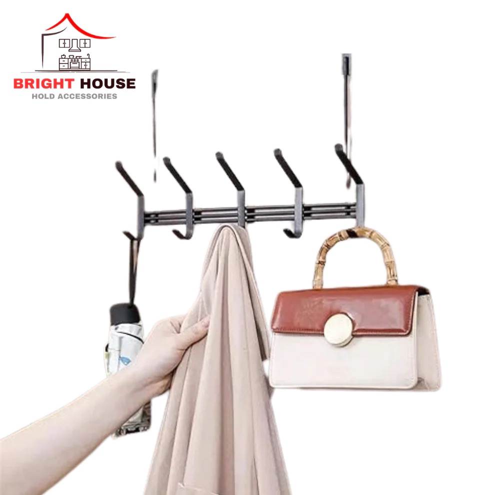 Over Door Metal Hanger Stand With 5 Hooks Kitchen Accessories Bedroom