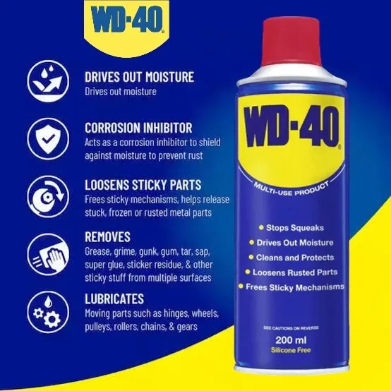 Anti rust spray WD 40 | 200ml | Made in UK | Drive Out Dirt, Dust & Oil Rust Removal Spray Original