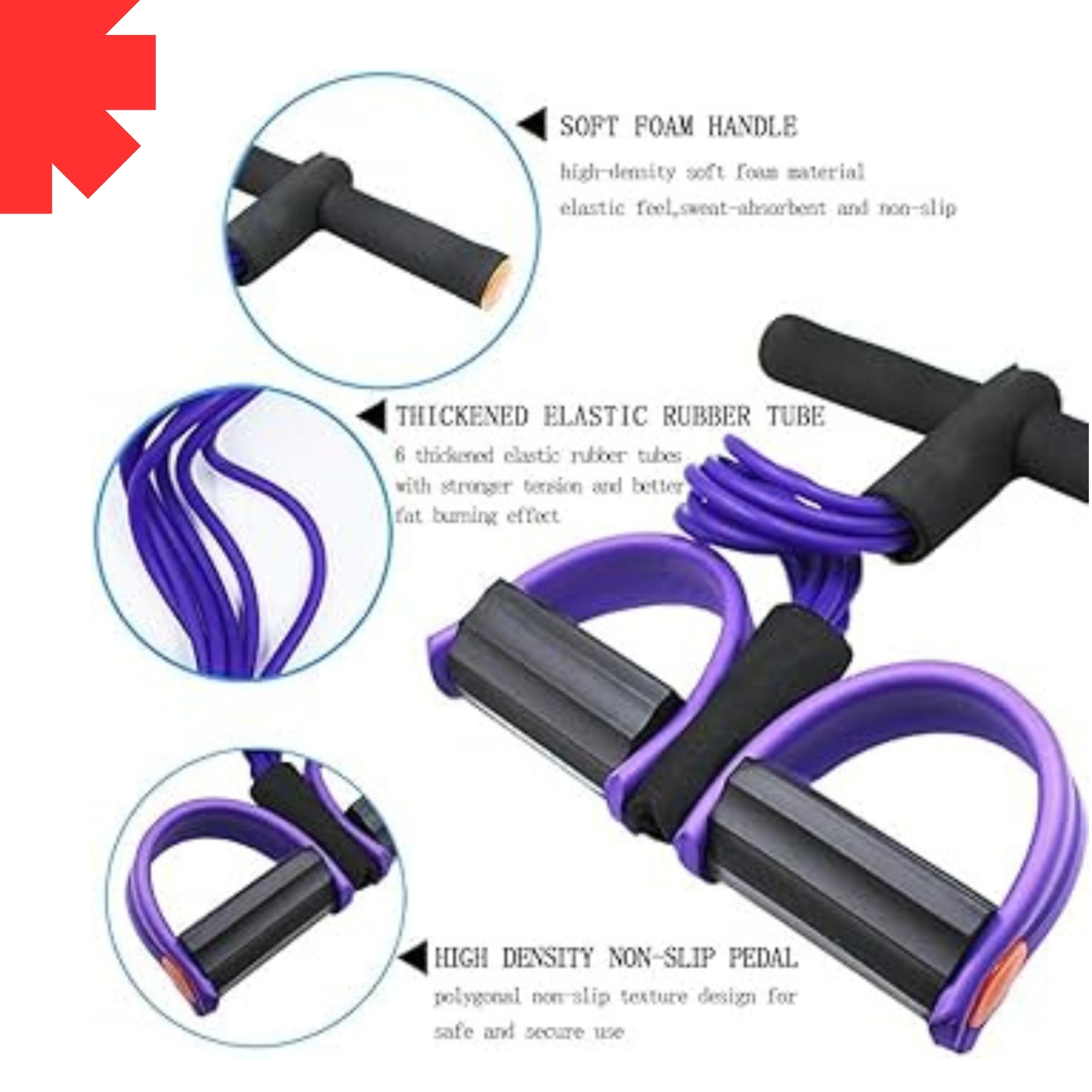 HIGH QUALITY TUMMY TRIMMER PEDAL RESISTANCE BANDS HOME GYM EXERCISE EQUIPMENT DOUBLE PULL ROPE RUBBER PEDALS AND ABS EXERCISER FOR WEIGHT LOSS PERFECT HOME WORKOUTS YOGA CROSSFIT AND UNISEX FITNESS