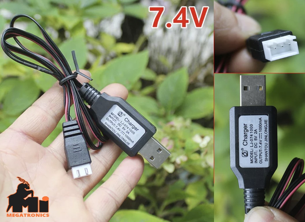 7.4V 2S Li-ion LiPo Battery USB Charging Cable with Step-Up Booster - JST XH 2.54mm 3Pin Balance Charger for RC Drone Car Boat