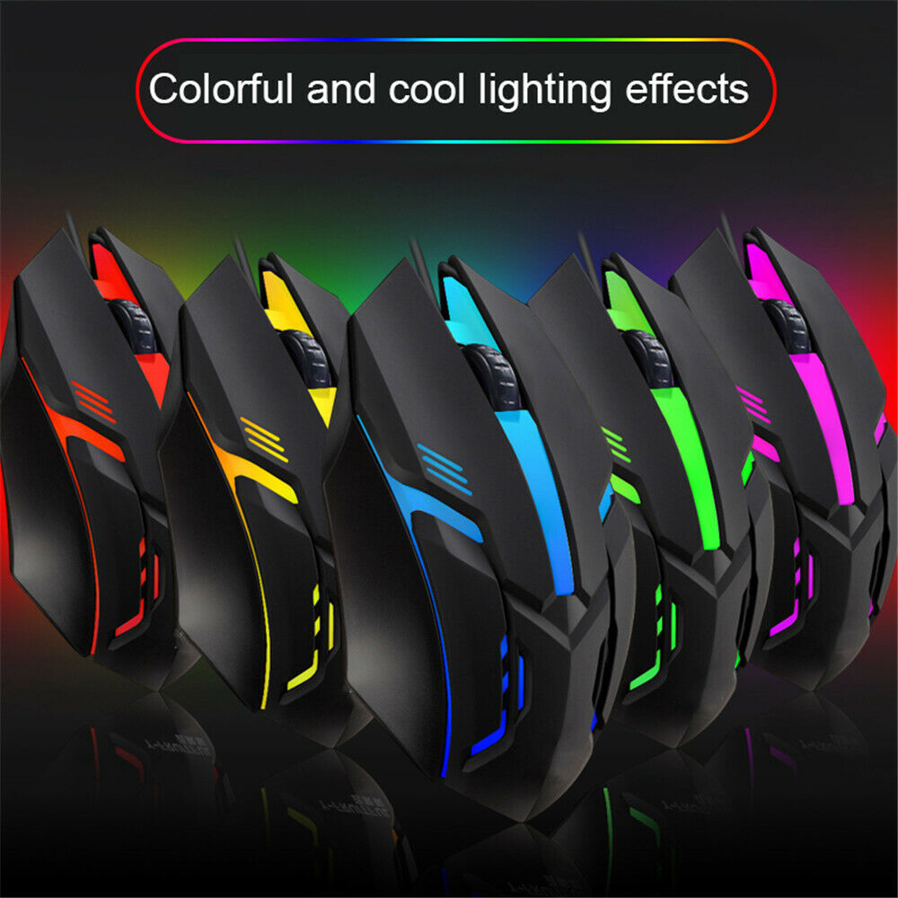 Wired Gaming Mouse 7 LED RGB Optical Precision Mouse For PC and Laptop Responsive Optical Tracking For Precise Control
