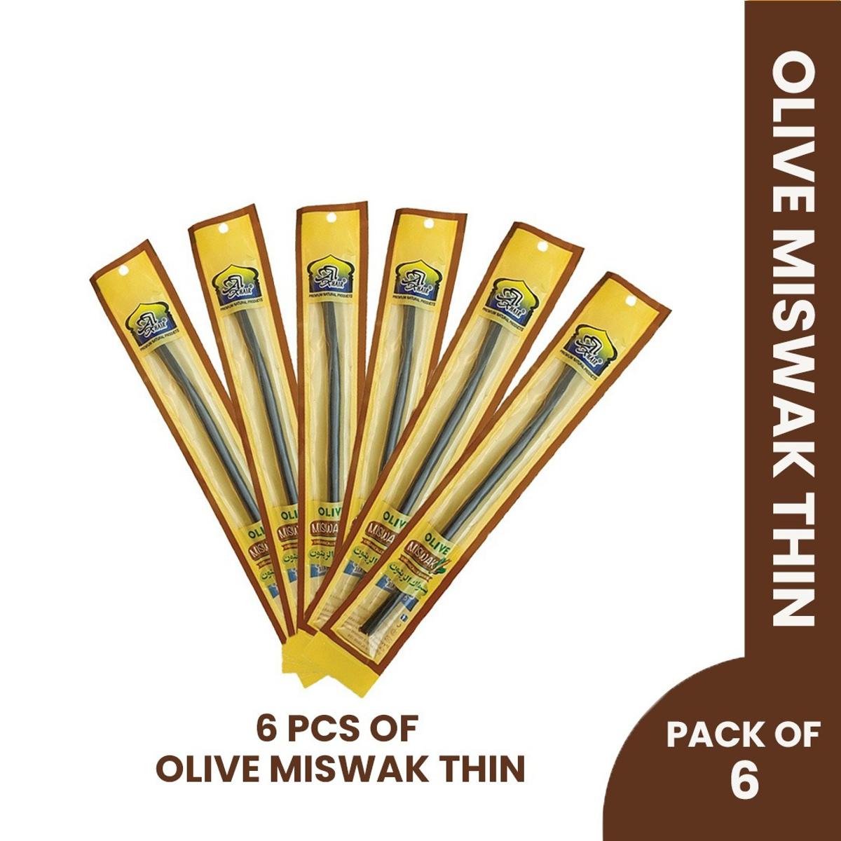 Al Khair Organic Olive Regular Miswak Pack of 6 | Organically Grown | Oral Care | Zaitoon Miswak