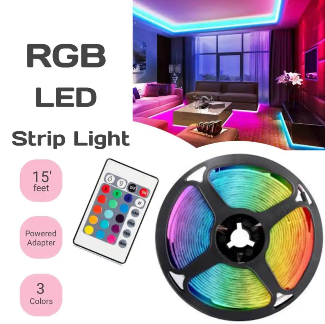 RGB led strip light - For Gaming Room - 15ft/5Meter RGB Lights For Gaming PC - Color Changing - Waterproof RGB led Light -with Remote Control led strip - Complete Kit