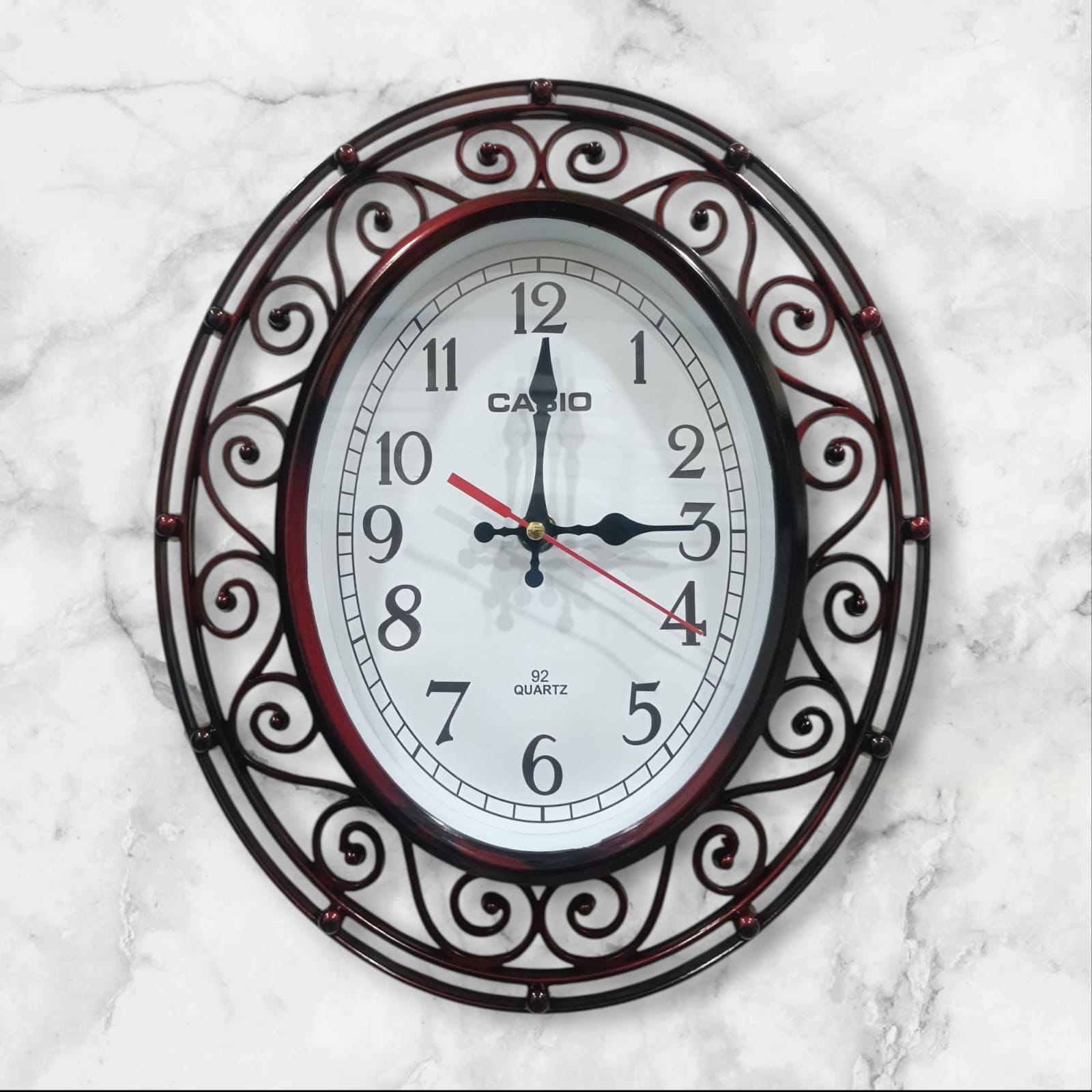 Elegant Plastic Wall Clock - New Vintage Style Oval/Rectangular Design -