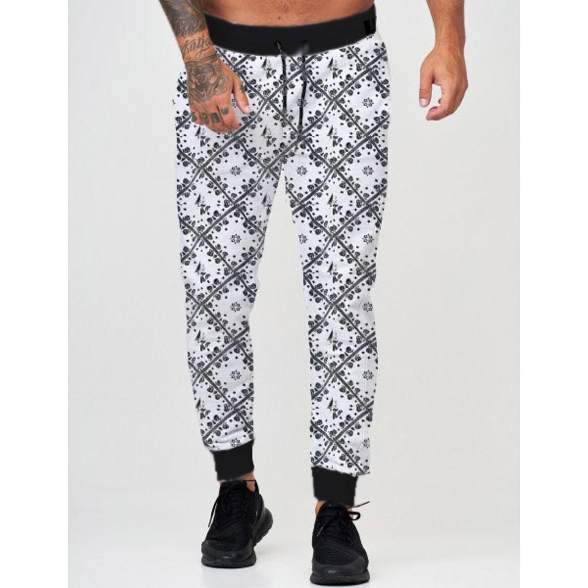 White Printed Three Pocket Heavy Cotton Trouser