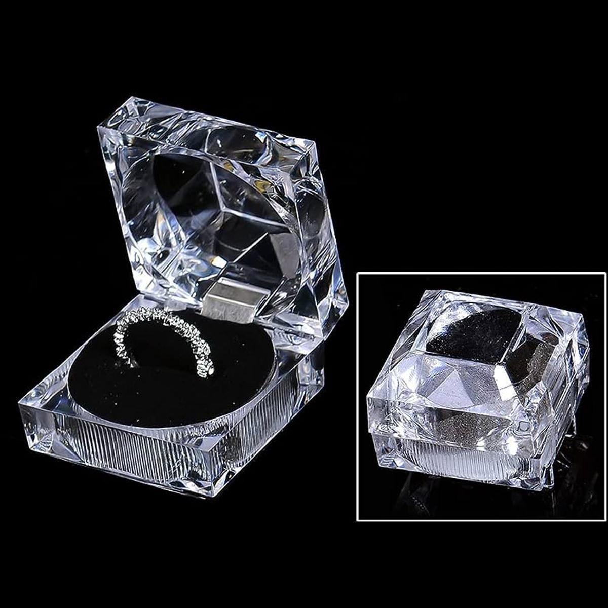 Acrylic Crystal Ring Storage Display Box Storage Organizer Case Clear Package Box for Jewelry Packaging Collection Transparent Acrylic Ring Display Box Note random color will be deliver
