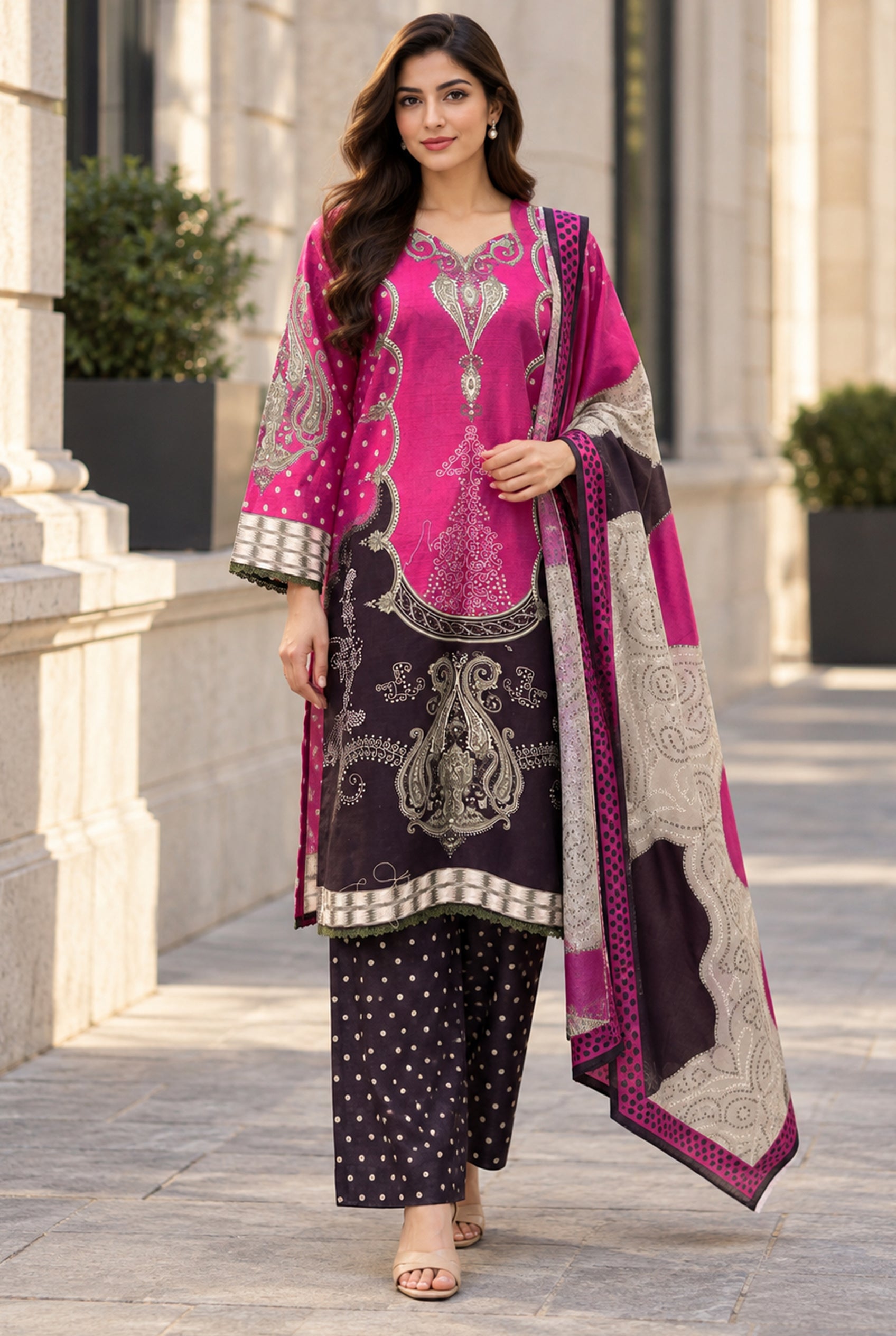 Kleren 3 Piece Unstitched Digital Printed Khaddar Suit for Women with Digital Printed Khaddar Shirt, Digital Printed Khaddar Trouser and Digital Printed Khaddar Dupatta - Winter Collection 2026 - Desi