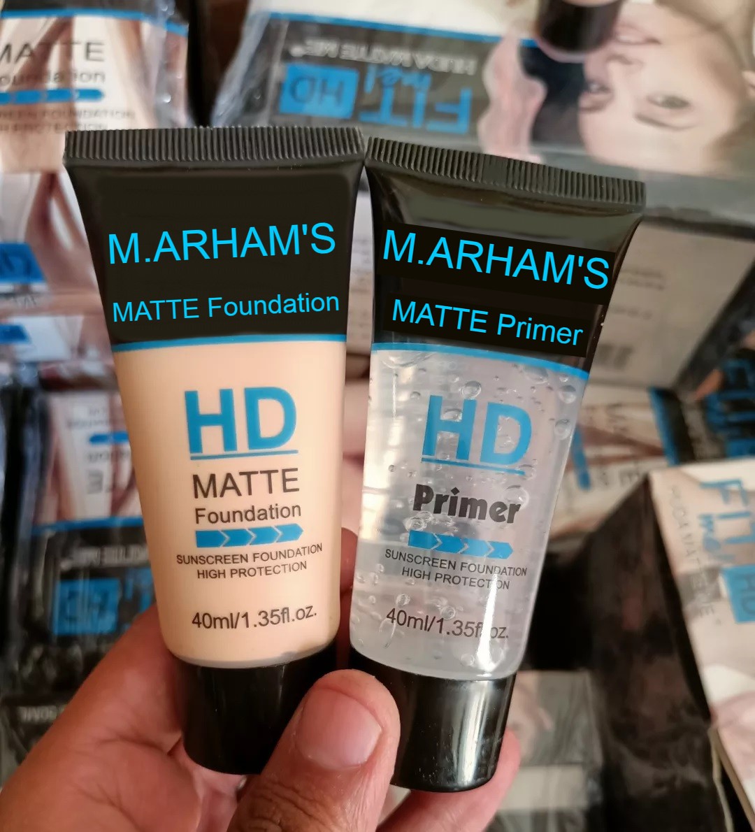 Matte Makeup Foundation Tube and Poreless Matte Makeup Primer Tube Set