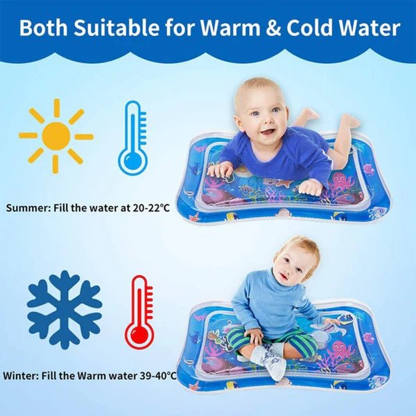 Tummy Time Water Mat for Kids, Babies Toddlers Premium Inflatable Baby Play Activity Pad for 3–24 Months Muscle Strengthening Sensory Play Gym Portable Leak-Proof Baby Water Mat