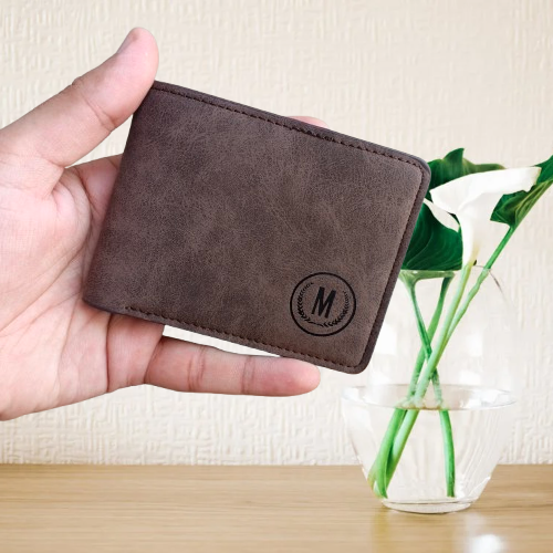 M PU Leather Short Horizontal Wallet Cardholder for Men