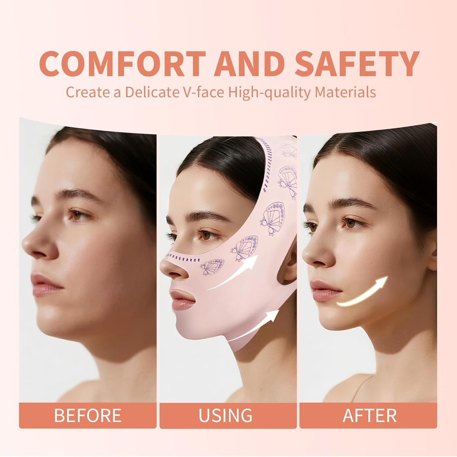 Reduce Double Chin Lift Up with Face Slimming Belt Face Strap Belt Elasticity Beauty Lift Oval Anti-Wrinkle Reusable Face Slimming Strap V Face