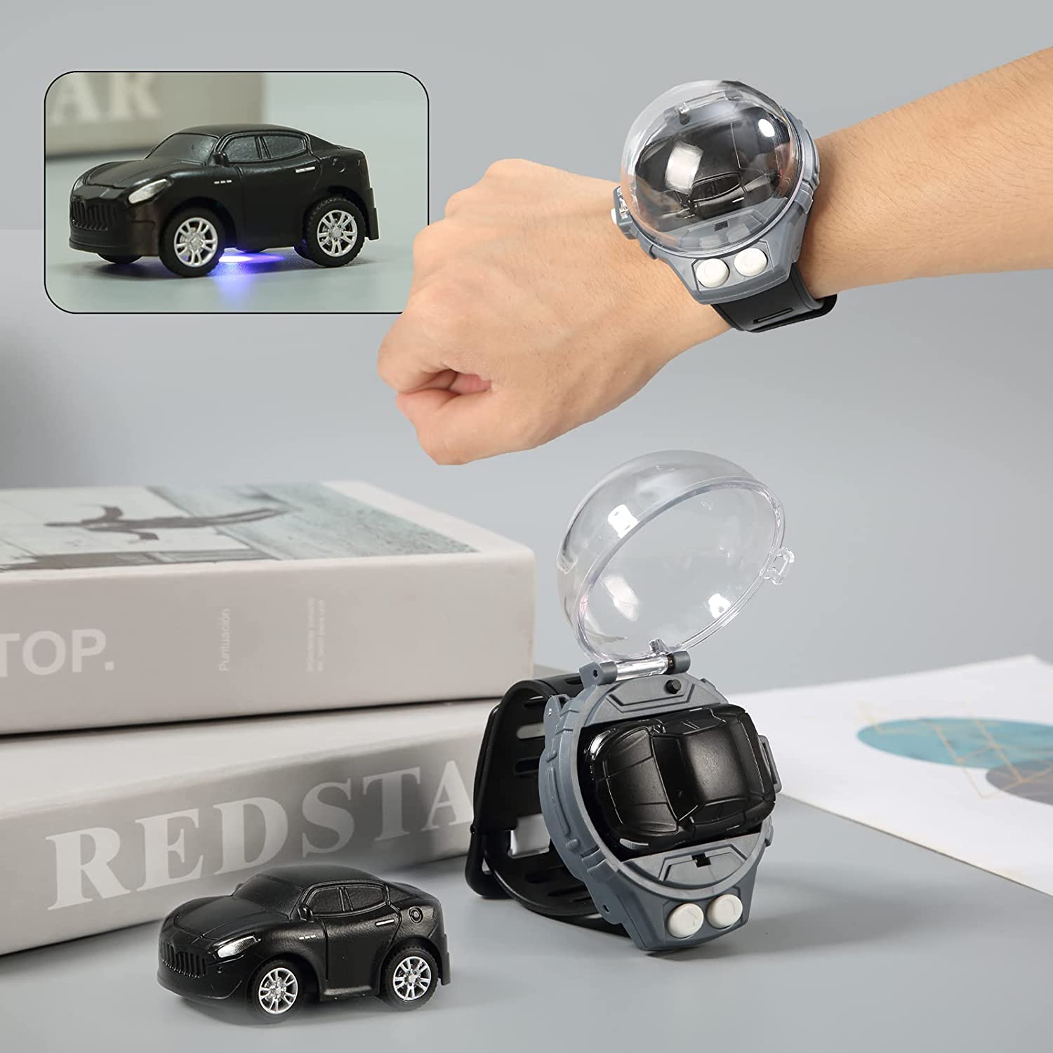 Mini RC Car Watch Toy Cartoon Remote Control USB Electric Wrist Strap Racing Cars Watch For Children Gift Toy