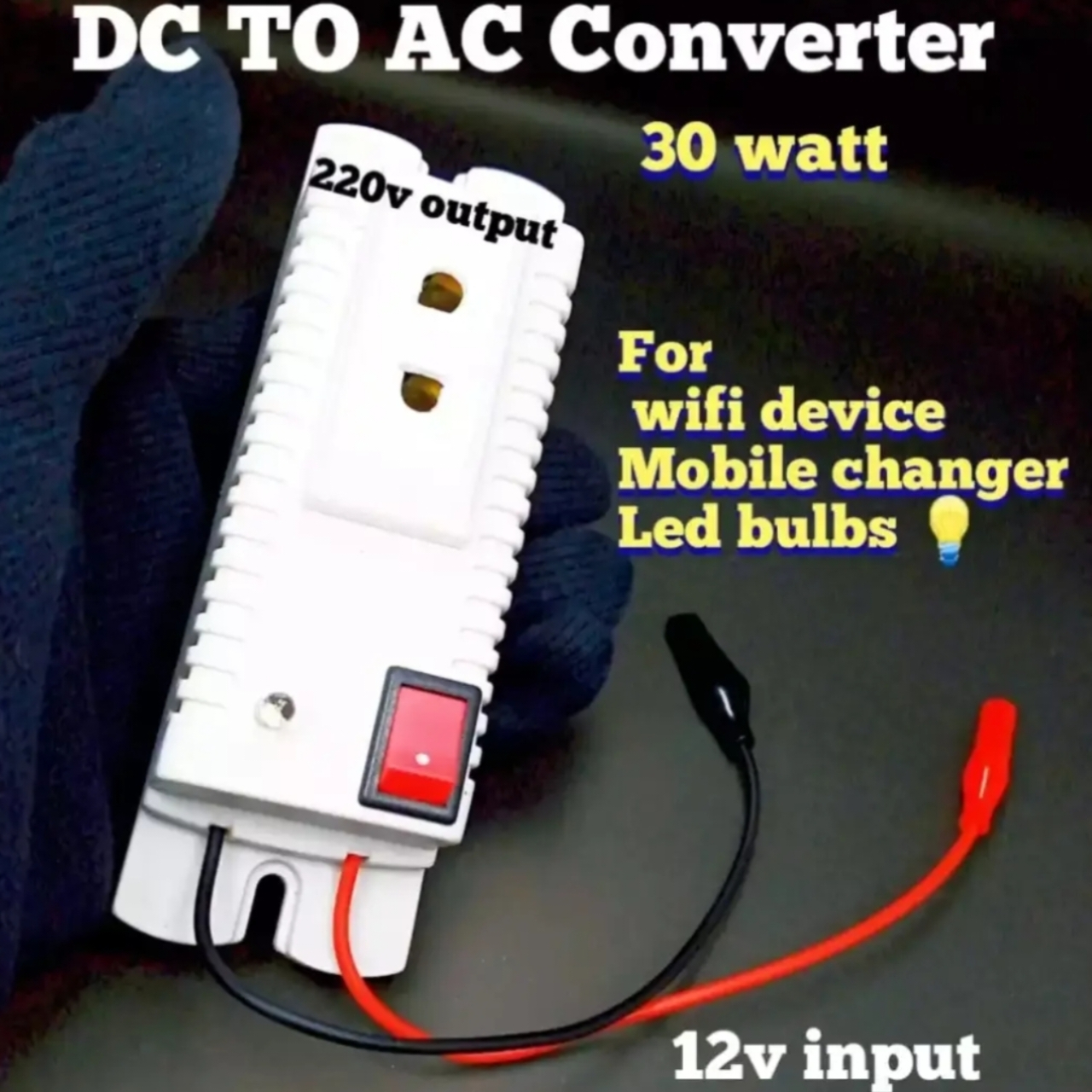 DC to AC Mini Inverter 12V to 220V 30W Portable Power Converter | Car Power Inverter with USB Output | Solar Compatible Battery Operated Inverter for Mobile Charging, Travel & Home Use