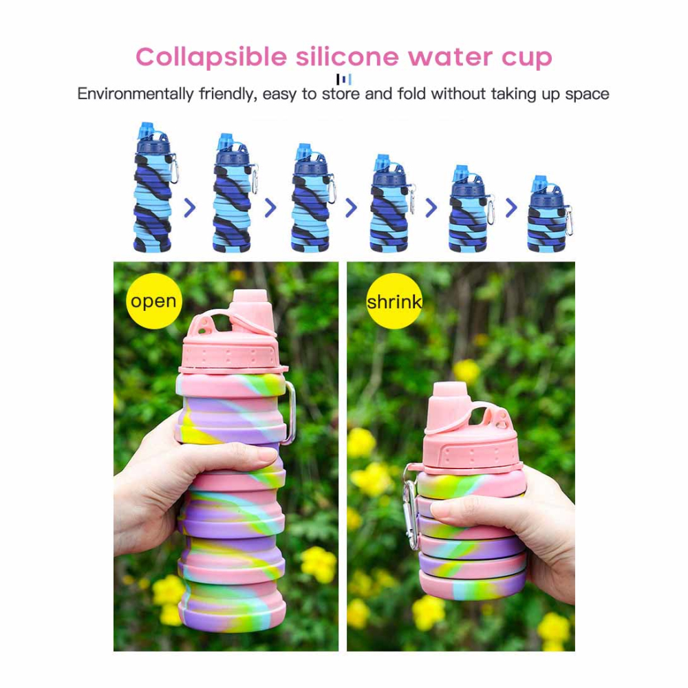 Bicycle Foldable Water Bottle Leakproof Cycling Water Drink Bottle Creative Telescopic Portable Outdoor Drinkware Bottle 1-Pcs