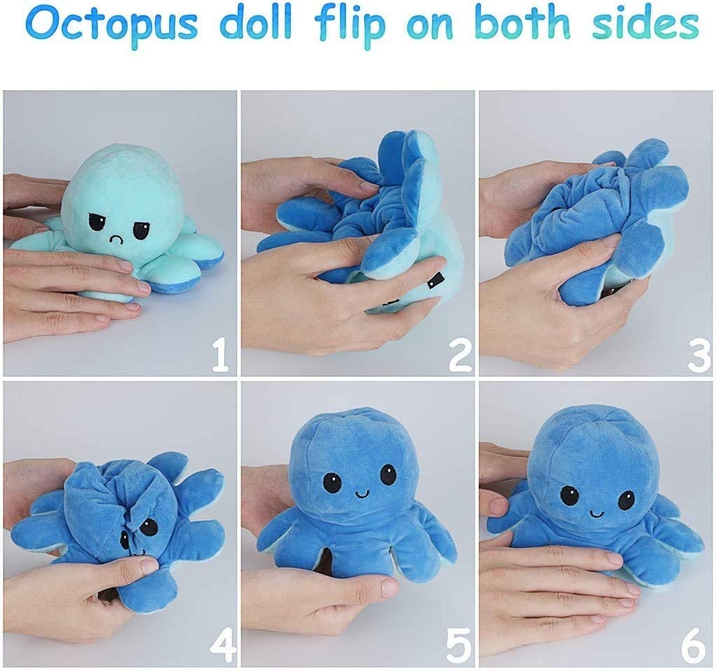 Reversible Flip Octopus Stuffed Plush Doll Soft Simulation Reversible Plush Toy Color Chapter Plush Doll Filled Plush Child Toy|Stuffed & Plush Animals