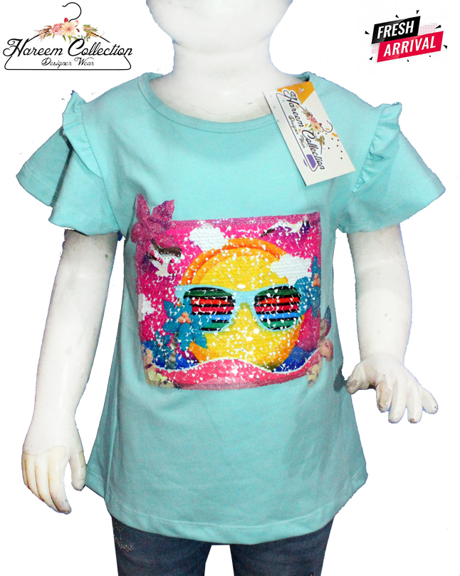 Girls Super Star Sequence Embroidered Stylish Blouse