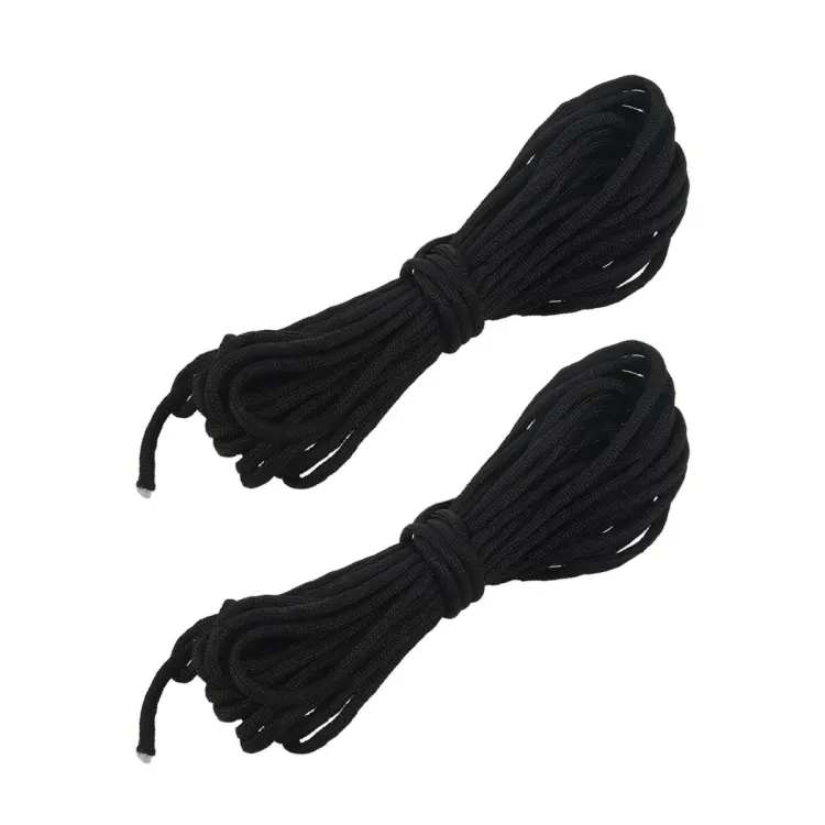 2X Paracord 550 Parachute Rope 7 Core Strand for Climbing Camping Buckle  Rope Black 25FT